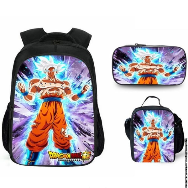 3 stk 16 tommer Dragon Ball Goku skoletaske til børn skoletaske Orange 16inch double-deck