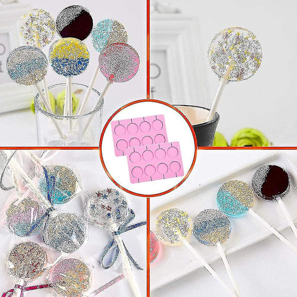 2 st Silikon Lollipopformar, 8-kapacitet Stora Suggformar, Perfekt för Lollipop, Choklad