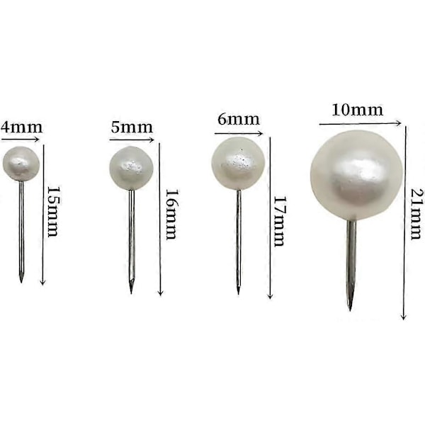 400 stk Små Perlehoved Push Pins Kort Tommelfinger Tacks Opslagstavle Push Pins Hvide Metal Push Pins Dekorative Håndværk Tommelfinger Tacks Plastik Pushpins