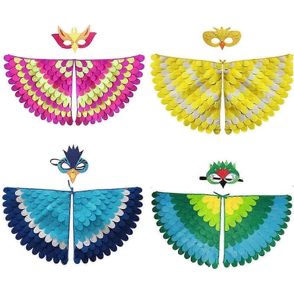 Fågelcape med vingar, uggla/påfågel, maskeradkostym för barn Style12
