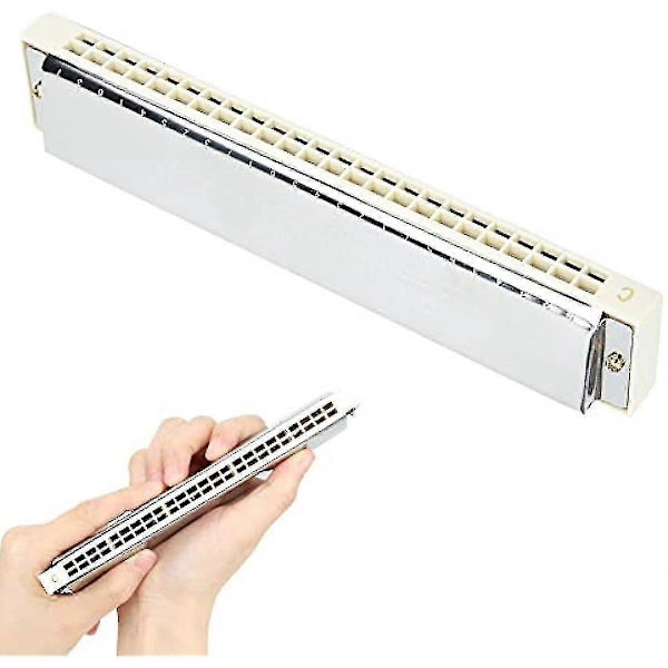 C-Dur Munnspill Profesjonelt Munnspill Diatonisk Harpe C-Dur Rustfritt Stål Dekselplate 24 hull (hvit)-ZZY