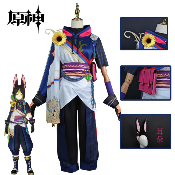 Anime Game Genshin Impact Tighnari Cosplay Kostym Halloween Carnival Party Sumeru Genshin Cosplay Öron Peruk Rollspel M