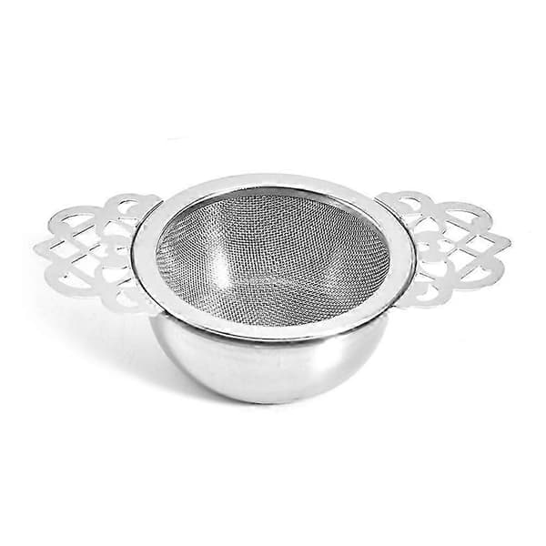 Te-si med drypbakke, te-infusersæt i rustfrit stål, tefilter med dobbelte vingeformede håndtag