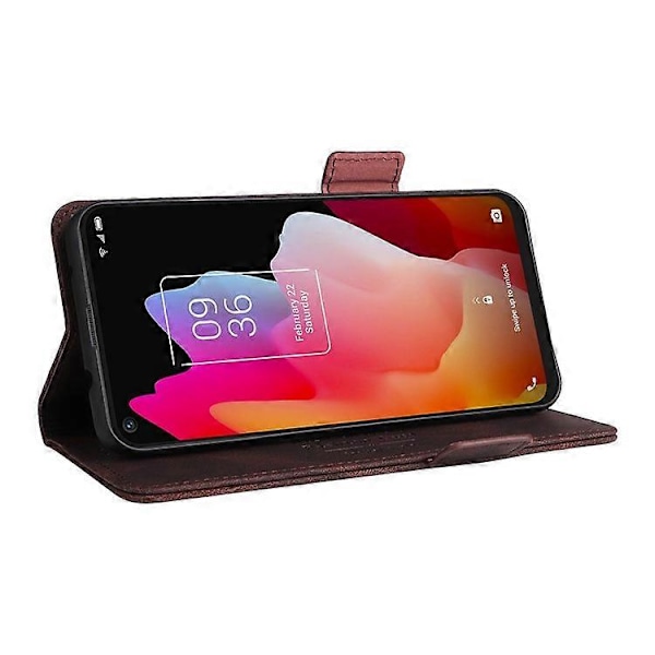 Kompatibelt för TCL 10L/10 Lite Hårdvarudesign Ställ Magnetisk Stängning Läder Mobiltelefonfodral Skydd med Plånbok Espresso