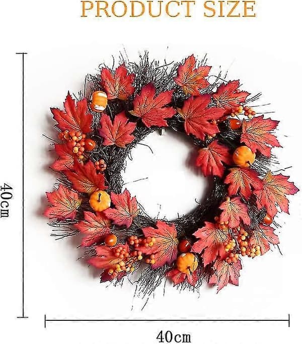 blomsterkrans 40cm høst lønneblad gresskarlys