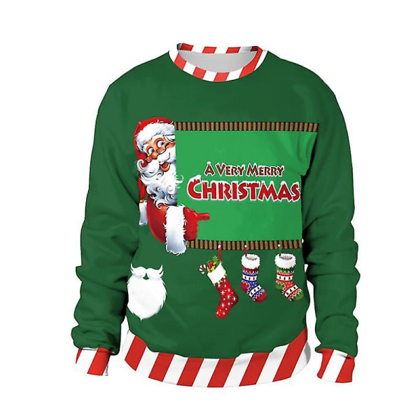 Jul Xmas Män Dam Sweatshirt 3d Print Vinter Pullover Jumper Toppar J Style 2XL
