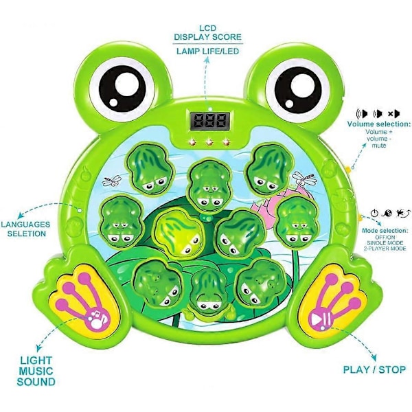 Interaktivt Whack A Frog Spil, Læring, Aktiv, Tidlig Udviklingslegetøj, Sjov Gave til Børn i Alderen 3, 4, 5, 6, 7, 8 År