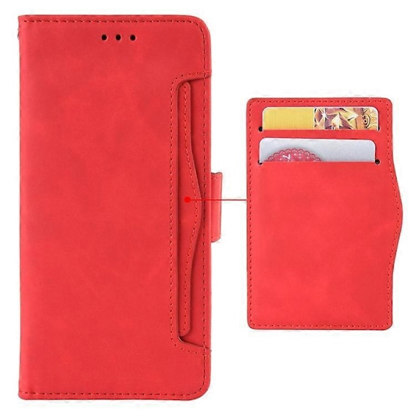 Kompatibelt Skal för Xiaomi Redmi Note 13 5G Slim-Fit PU Läder Telefonställ Plånboksfodral Red