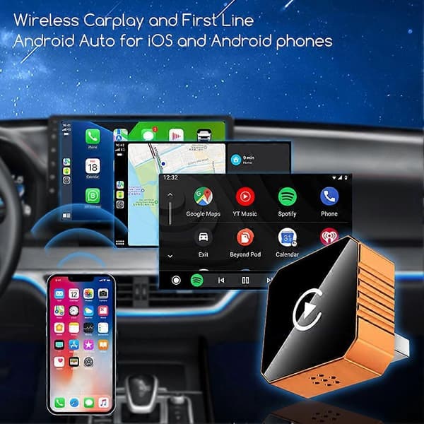 Langaton CarPlay-sovitin: Mini Plug-and-Play CarPlay/Android Auto -sovitin vakaaseen yhteyteen Color Label