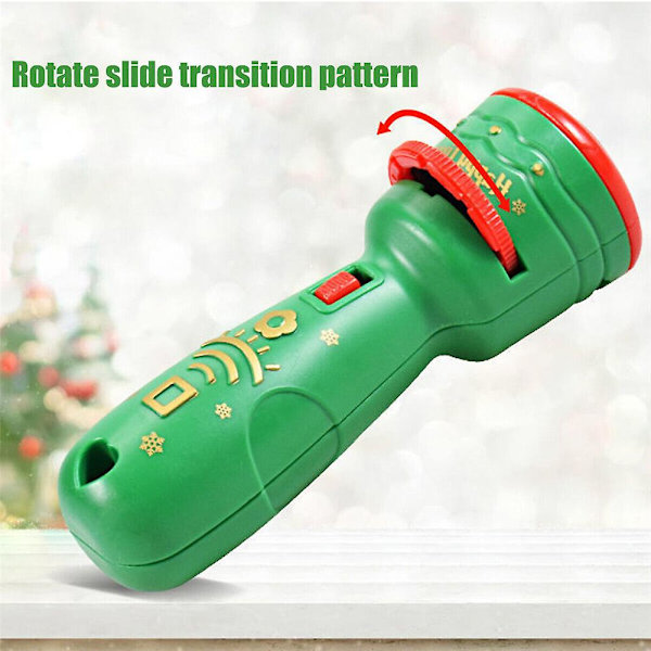 2023 Jul Slide Ficklampa Projektor Xmas Story Projektionsfackla med 24 mönster Semester Barn Tidig Pedagogisk Roliga Leksaker Present Green