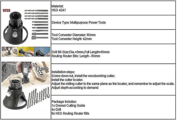 Dremel borrskärningsguide HSS fräsverktygssats