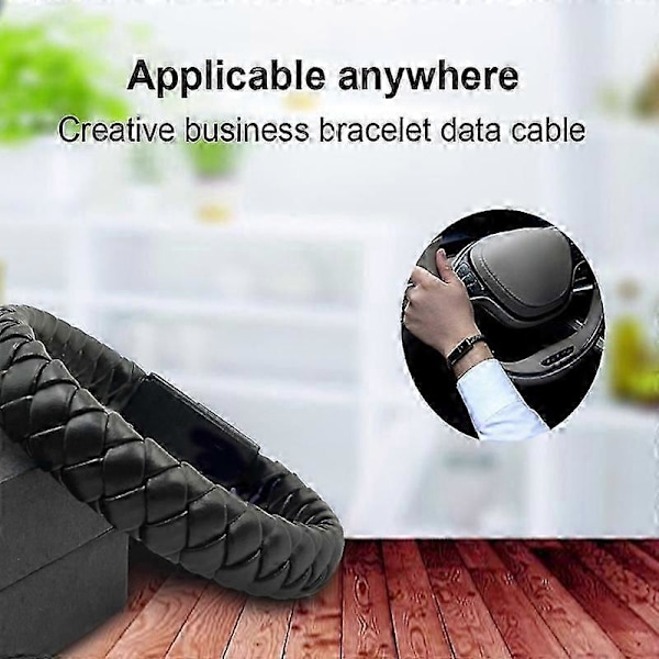 Bärbart flätat mini Type-C Micro USB-laddningsarmband i konstläder