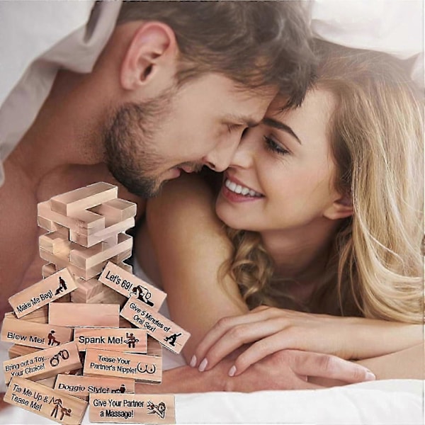 48 st Super Naughty Block Tower Spel för Vuxna Par Aktiviteter & Dejtkvällar Idéer Blockspel-Bra