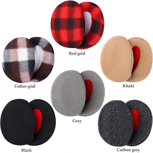 6 par öronmuffar bandlösa fleece öronvärmare vinter öronmuffar unisex, 6 färger