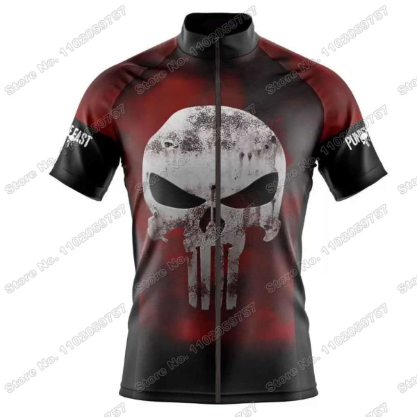 2023 Skull Cycling Jersey Set Justiceiro Pyöräilyvaatteet Miesten Punisher Maantiepyörä Paita Puku Polkupyörän ruokalaput shortsit MTB-ajoasut 17 3XL