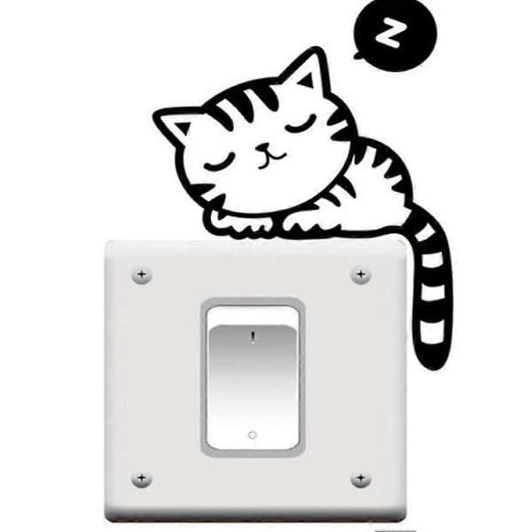 Väggdekal för strömbrytare - Sovande kattdesign - Populär produkt
