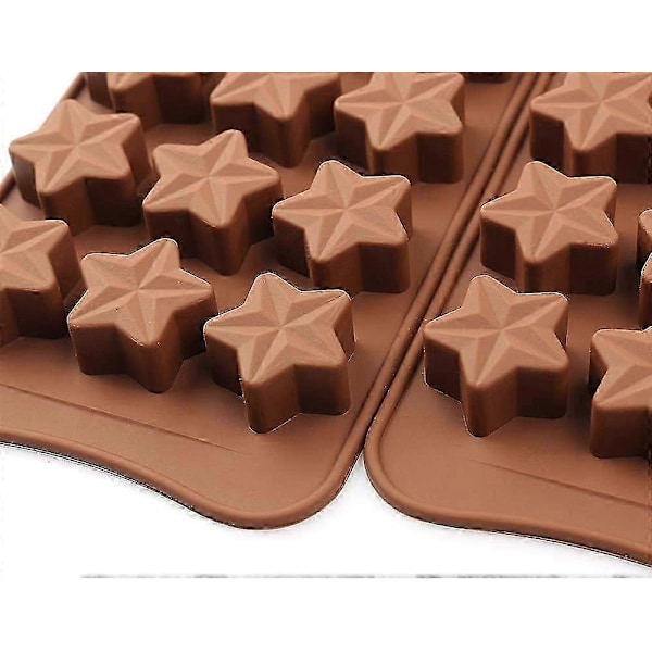 15-rums stjerneformet chokoladeform, sæt med 4 stk. non-stick silikoneform til slik, chokolade, gelé, isterninger - vær opmærksom på størrelsen