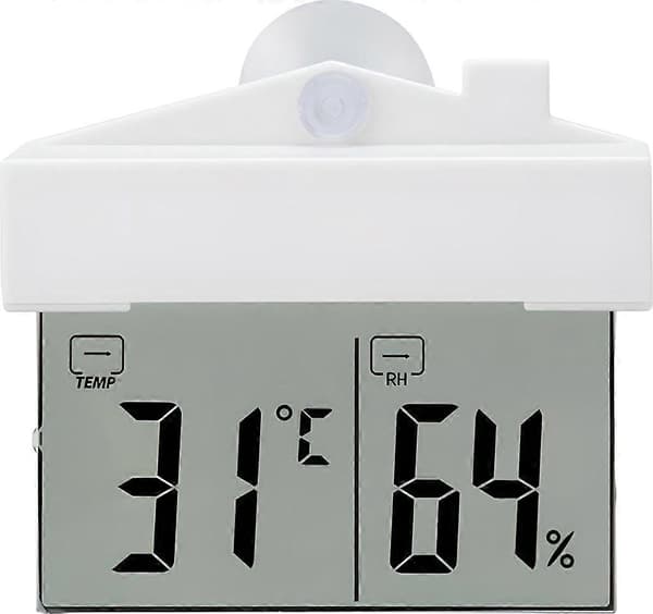 Fönstertermometer digital LCD hygrometer, självhäftande fönstertermometer för inom- och utomhusbruk
