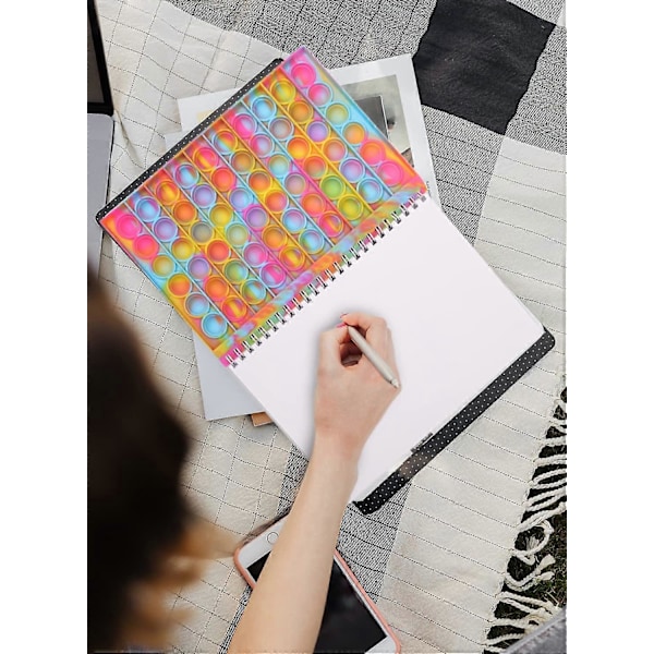 Pop Anteckningsbok, Pop Bubble Fidget Anteckningsbok Pop Fidget Leksaker Anteckningsbok för att Lindra Stress, Silikon Bubblor Anti-Ångest Fidget Perfekt för Vuxna. (Tie dye)