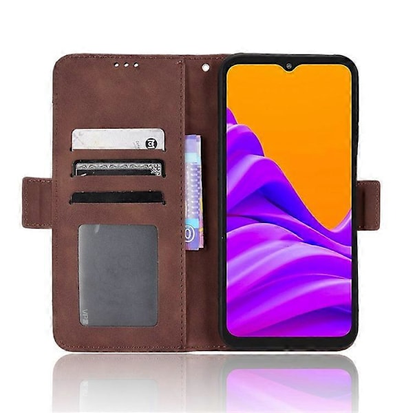Kompatibel med Samsung Galaxy Xcover6 Pro 5G PU Lær Slitesterkt Telefondeksel Lommebok Stativ Deksel Skall med Flere Kortspor Brown