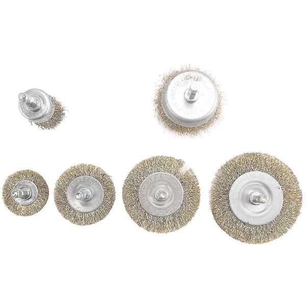6-pak Wire Brush Attachment Sæt til Boremaskine, Messingbelagt