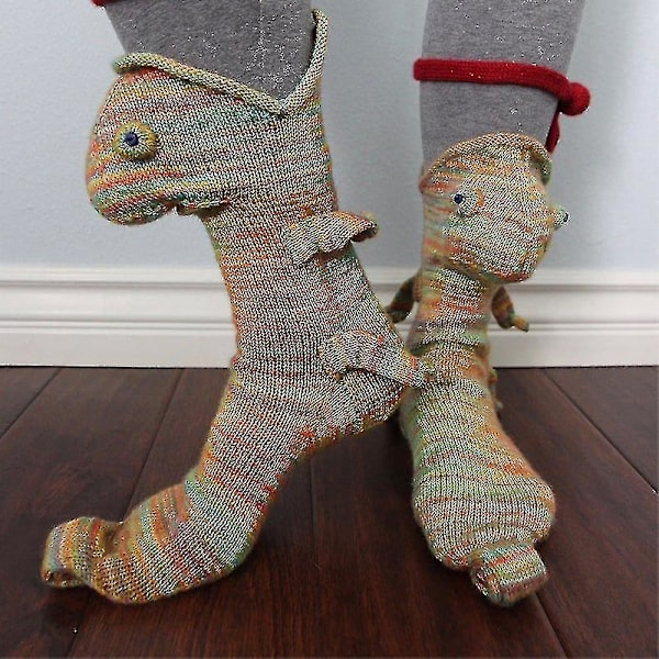 Unisex Xmas -neulotut eläinkuvioiset sukat Funky uutuus pohkeen puolivälissä joululahja Chameleon