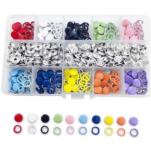100/200 Set Runda Metall Tryckknappar Kit Ren Koppar Tryckknappar