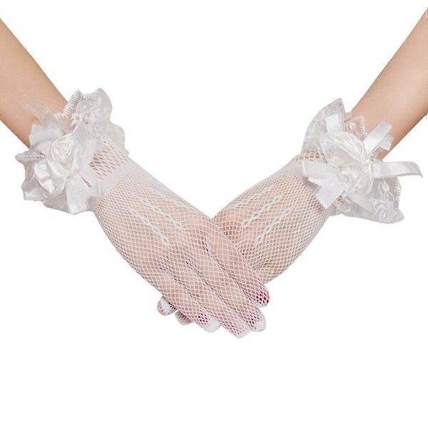 Bröllop Brudhandskar Elegant Tyll Kort Accessoar för Kvinnor Vit One Size
