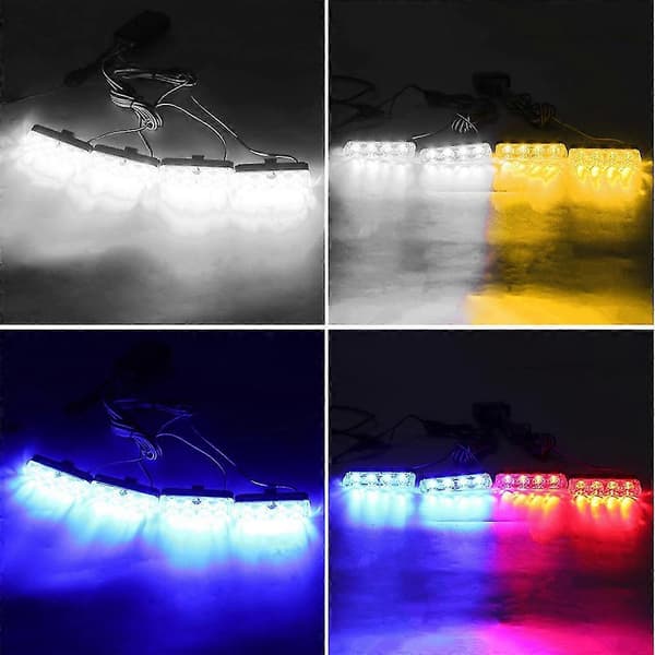 Bil Front Grill Nødblink Advarselslys LED Stroboskoplampe 3 Tilstande Til Politi-hs