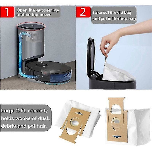 Dammsugarpåsar för Deebot T9-serien Ozmo T8 T8 Max T8-serien N8 N8 Pro Reservdelspåsar