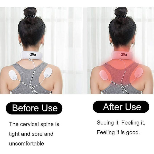 Tflycq Smart Neck Hierontalaite, Niska Hierontalaite, Sähköinen Pulse Neck Hierontalaite, Smart Massager, Sähkömagneettinen Pulse Neck Hieronta lämmitystoiminnolla Sui