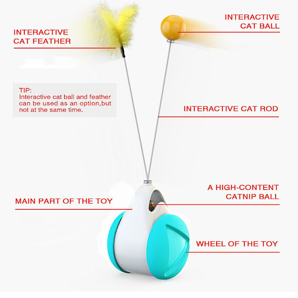 Cat Feather Ball Tumbler Balans Pet Leksaker Teaser Chasing Roller With Catnip Kitten Interactive Toy