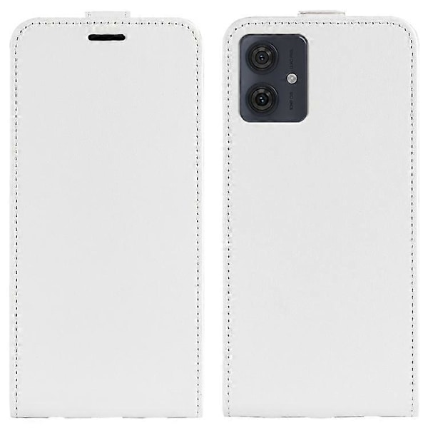 Telefoncover Kompatibelt til Motorola Moto G54 5G Vertikal Flip Telefon Shell Crazy Horse Tekstur Cover White