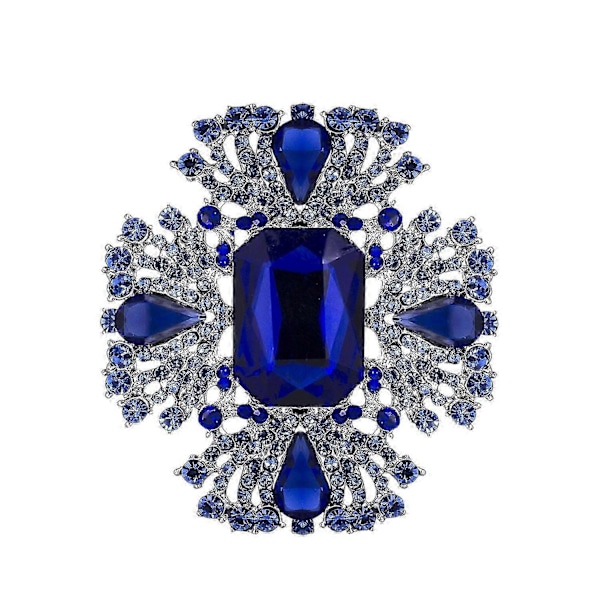 2024, Vintage Blå Österrikisk Kristall Rhinestone Brosch Nål Elegant Smycke För Kvinnor Flickor