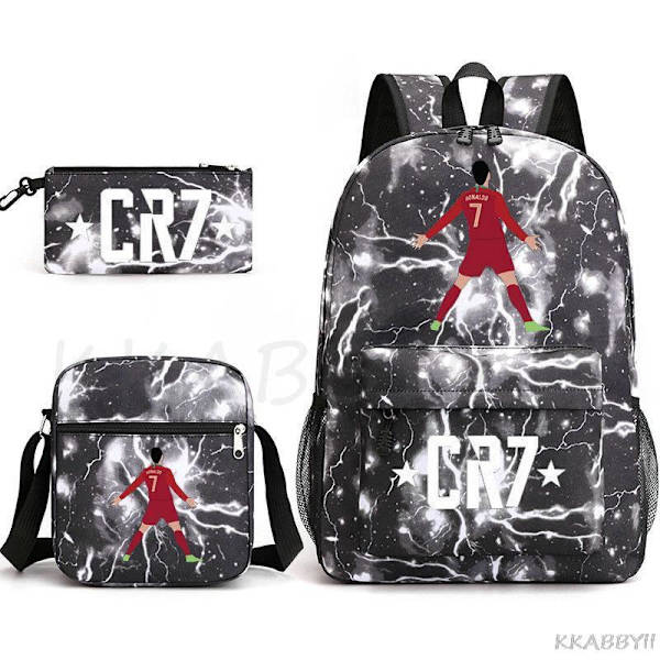 CR7 Skolväskor 3st Stor bokryggsäck för tonåringar Pojkar Flickor Resebärbar dator Mochila Escolars Light Yellow