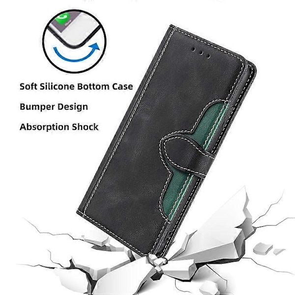 Kompatibelt för TCL 505 Fodral PU Läder Telefonskal Anti-Fall Skal med Ställfunktion Black