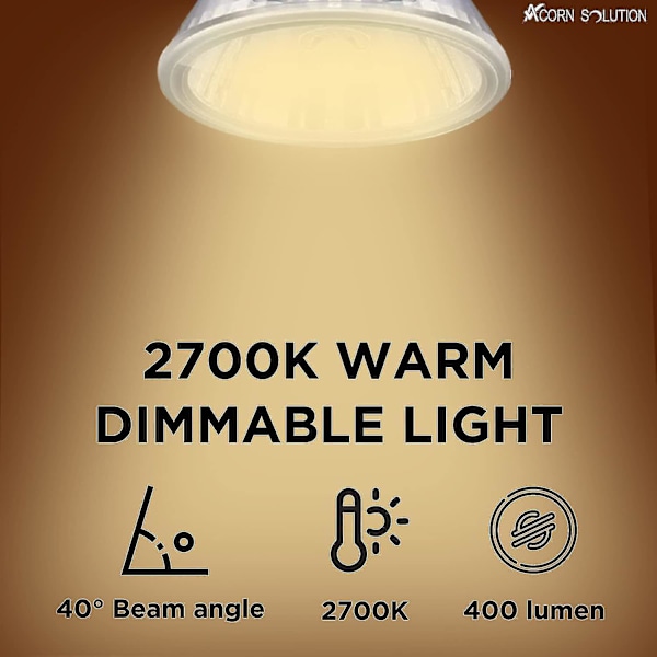 12v 35w Halogenlamper GU5.3 Spot Base Varmt Hvit, Dimbar, Pakke Med 8