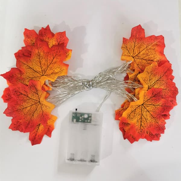 Julepynt Thanksgiving LED Simulering Lønneblad Lyslenke 3 Meter 20 Lys Batteri Q