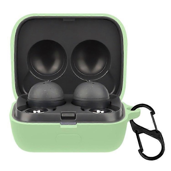 Yhteensopiva Sony LinkBuds -kuulokkeiden silikonikotelon kanssa, yksivärinen nappikuulokkeiden latauskotelon suojus soljella LightGreen