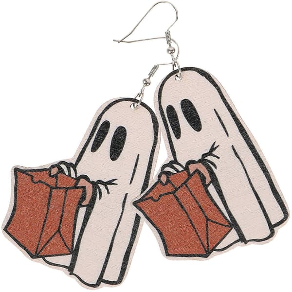 Cool Øreringe Træ Vedhæng Til Kvinder Halloween-Tema 7,5x4,3cm 1 Par