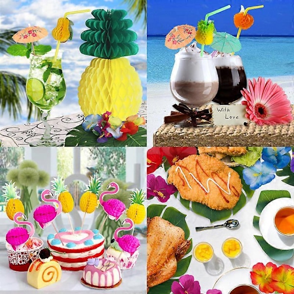 174 kpl Luau-juhlakoristeet pakkaus Havaijilainen Flamingo Ranta-teema Aloha Syntymäpäiväjuhlatarvikkeet, Havaiji Leis Tausta Pöytähame Pöytäliina