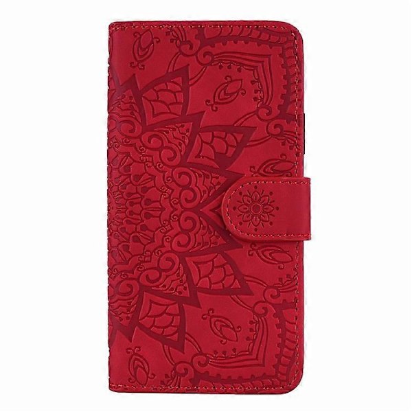 Imprint Mandala Kukka Jalusta Lompakko Nahkakotelo Suojakuori Yhteensopiva Samsung Galaxy A50/A50s/A30s:lle Red