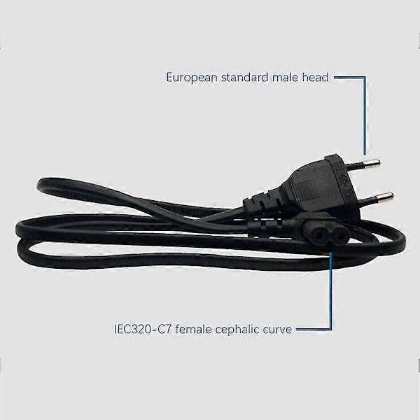 Retvinklet EU Euro AC Strømkabel Ledning EU 2- til Figur 8 C7 til TV, Printere, Kameraer, PS3 (5,0M) (EU Stik)