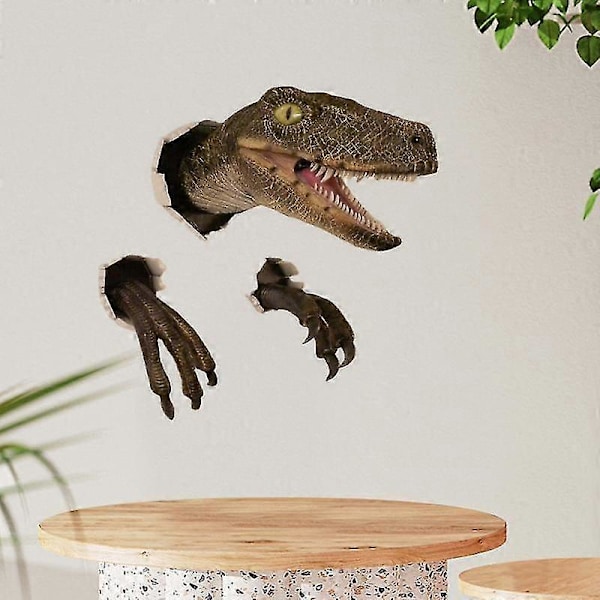 1 Sett Realistisk Dinosaurpynt Levende Åpen Munn Form Skummel Vegg-brytende Velociraptorklo Figur