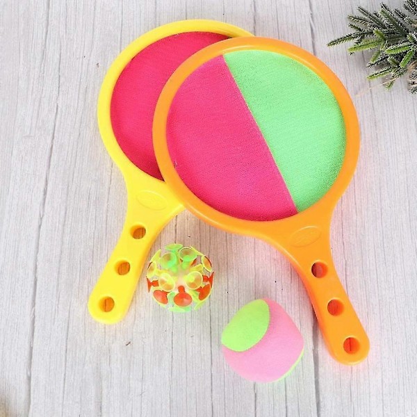2 Sett Paddle Toss og Catch Ball Sett Disc Paddles og Toss Ball Sports Interaktivt Spill for Voksne Barn Tilfeldig Farge MKK