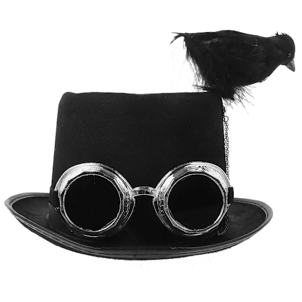 Halloween Kråka Hatt Karneval Elektronisk Musikfestival Hatt Retro Goth Steampunk Hatt Svart