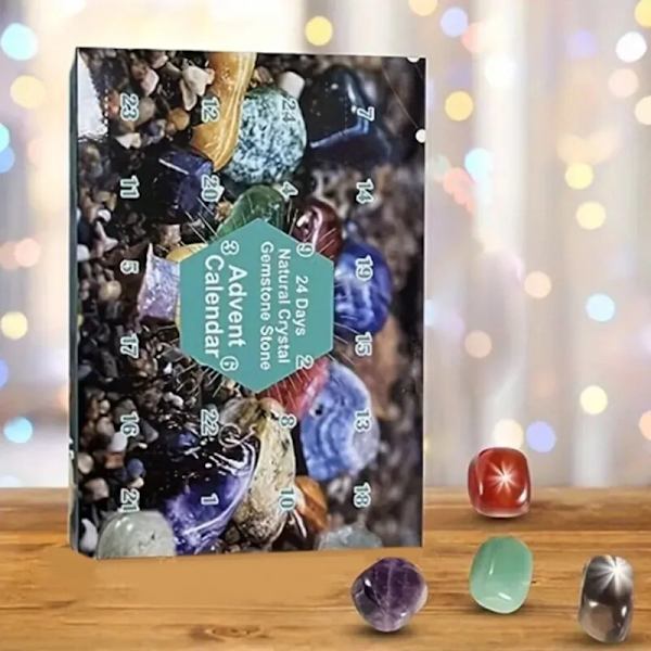 1uppsättning julmalm adventskalender 24 dagars semesternedräkning adventskalendrar Presentförpackning med kristallstenar Ädelstenar Sten julklapp style 3