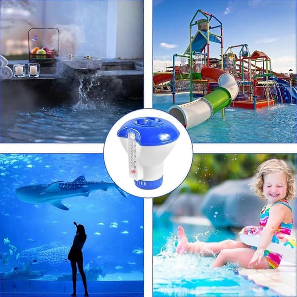 5-tommer flydende klordispenser, stor doseringsflåde, praktisk pooltilbehør til swimmingpools, store og små spabade vedligeholdelse 3pcs