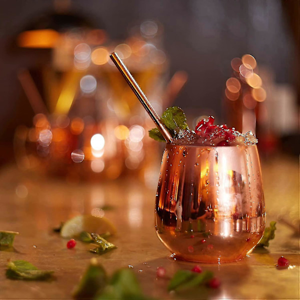 18oz Stort Rosaguld Vin Tumbler Krus Rustfrit Stål Vinglas, Stilkløse Metal Kobber Tumbler Drikke...