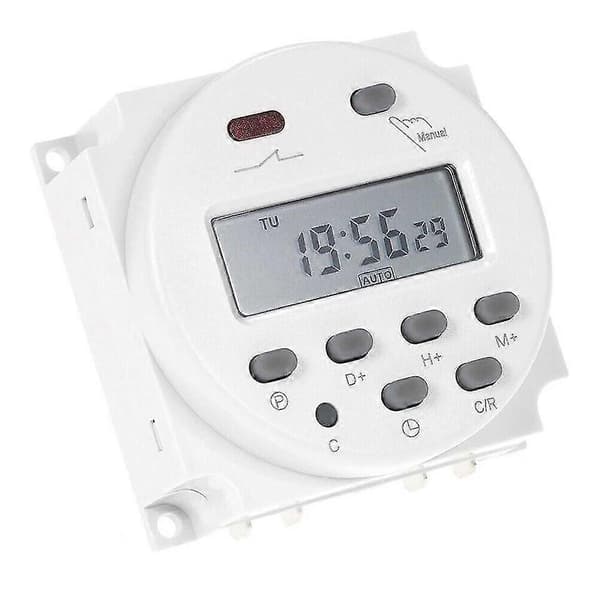 Cn101a Dc 12v 16a Digital Lcd Strøm Programmerbar Timer Tidsrelébryter Hvit Yo